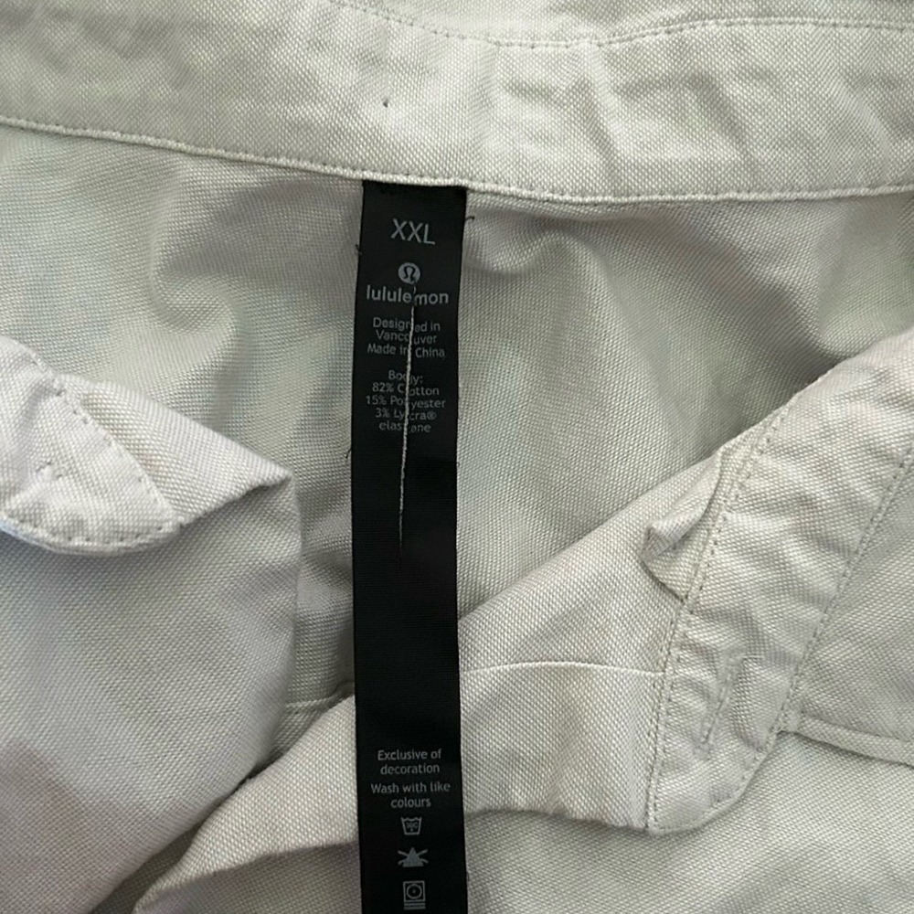 Lululemon Short Sleeve Shirt Mens XXL Light Gray Summer Fridays Stretch Button - Picture 4 of 5
